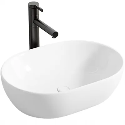 Immagine prodotto di Lavabo in Vetroceramica da appoggio, ovale, bianco, grande, lucido, 49 x 35 cm