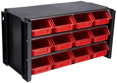 Image de Tayg - Système de rangement empilable en plastique, avec séparateur, 12 tiroirs, couleur gris