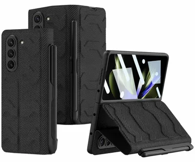 Immagine prodotto di Per Samsung Galaxy Z Fold5 cover integrata in Pelle finta antiurto portapenne