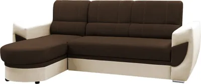 Produktbild von Schlafsofa, Ecksofa mit Bettkasten, einzigartige Ottomanenform, L-förmiges Ecksofa, moderne konturierte Armlehnen, elegante Steppung, Ottomane links oder rechts, Lounge-Ecke, Wohnzimmer, Schlafzimmer, Gästezimmer, Wohnzimmer, Couchgarnitur - Ecksofa TIMO Braun + Beige Bahama 08 + Soft 33 (Links)