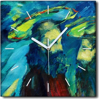 Produktbild von Coloray Uhr auf Leinwand 30x30 cm Wand Uhr Dekoration Wohnzimmer Segeltuch weiße Zeiger -Bibel Piotr i Paweł