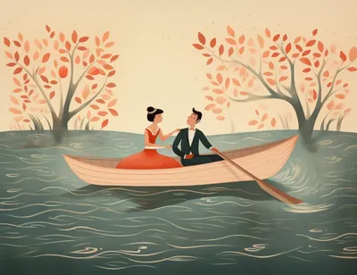Image de Affiche 65 x 50 cm Voyage romantique sur le fleuve