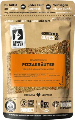 Produktbild von Pizzakräuter, fein geschrotet, Gewürzmischung für klassische italienische Pizza, mediterrane Aromen, 75g