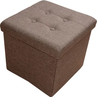 Produktbild von Natsen Sitzwürfel faltbar Sitzhocker Leinen Aufbewahrungsbox 2638-13 Dunkelbraun