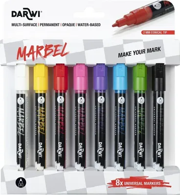 Obrázek produktu pro Darwi Marbel Sada fixek 2 mm Bright 8 ks