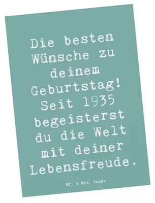 Produktbild von Mr. & Mrs. Panda Postkarte Spruch 1935 Geburtstag - Meeresbrise - Geschenk, Fotokarte, Jahrgang, Geburtstagsgeschenk, Ansichtskarte, Glückwunsch, Happy Birthday, Jubiläum