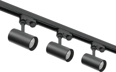 Produktbild von 3-Phasen-Schienenset NEXTRACK  - Schienensystem Komplett-Set mit 3x GU10 Lampe und 1m Schiene, Stromversorgung + Kappe SCHWARZ