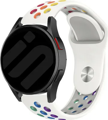Produktbild von Strap-it Samsung Galaxy Watch 6 Classic 47mm Sport Armband (Weiß/Bunt)