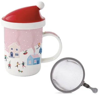 Obrázek produktu pro Porcelánový hrnek s čajovým sítkem Christmas Twist