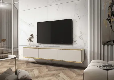 Produktbild von TV Lowboard RTV-Schrank Fernsehtisch ORO 175 Beige -Kaschmir + Gold