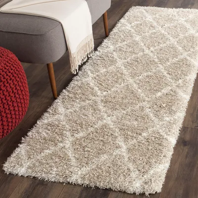 Shaggy-Läufer, Polypropylen, 62x240 cm, beige/elfenbein