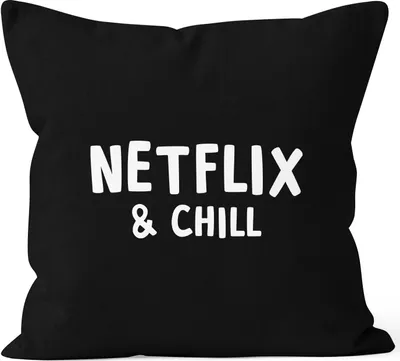 Produktbild von Kissen-Bezug Netflix and chill Kissen-Hülle Deko-Kissen Baumwolle MoonWorks® schwarz unisize