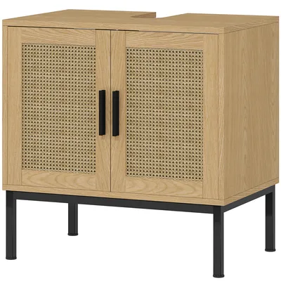 Produktbild von kleankin Waschbeckenunterschrank Unterschrank mit Schrankfach, Rattanoptik
