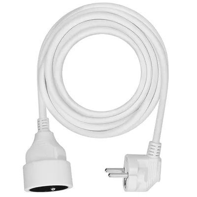 A white extension cord coiled on a white background.