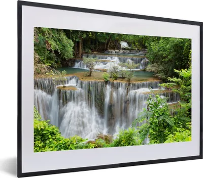 Produktbild von MuchoWow® MuchoWow® Gerahmtes Poster Wasserfälle - Thailand - Wald 40x30 cm - Poster mit zchwarzem Bilderrahmen - Bilderrahmen - Poster im Rahmen