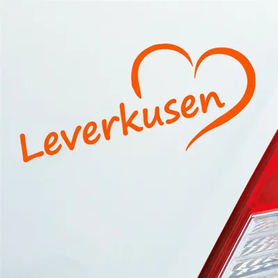 Produktbild von Auto Aufkleber Leverkusen Herz Heart Stadt City Liebe Love 18x8 cm Orange Sticker Heckscheibenaufkleber