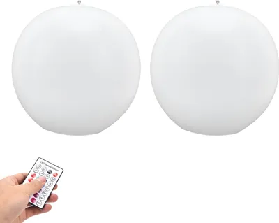 Zdjęcie produktu dla 2 sztuki lamp LED solarnych w kształcie kuli z pilotem, 16 kolorów RGBW, dekoracyjne oświetlenie zewnętrzne
