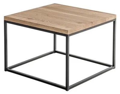 Obrázek produktu pro Moderní čtvercový konferenční stolek s kovovou konstrukcí a dřevěnou deskou