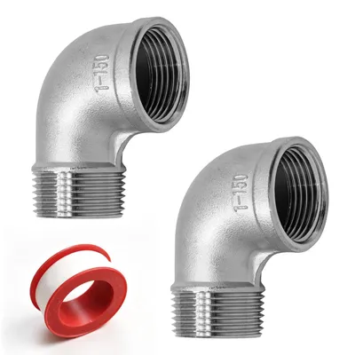 2 Stück 1 Zoll Edelstahl-Winkel 90° IG/AG DN25