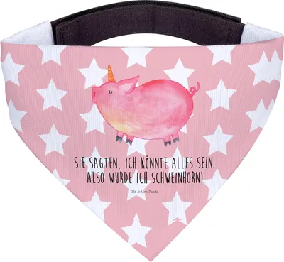 Produktbild von Mr. & Mrs. Panda Hunde-Halstuch Einhorn Schwein - Rot Pastell - Geschenk, Englisch, Halstuch Hund, Unicorn, Hunde, Tuch, Bauer, Spruch, Funny, Für, Hundeschal, Einhörner