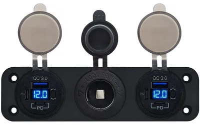 Produktbild von ProRide 12V USB 3-Anschlüsse QC3.0 mit Voltmeter & 12/24V Buchse