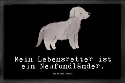Produktbild von Mr. & Mrs. Panda Schmutzmatte Neufundländer Lebensretter 50 x 75 cm - Schwarz - Geschenk, Schmutzfangmatte, Newfoundland, abstreifer, fußmatte, Bodenvorleger