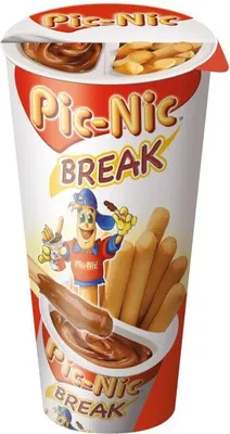 Produktbild von PicNic Break Becher mit Gebäckstangen und flüssiger Kakao Creme 50g