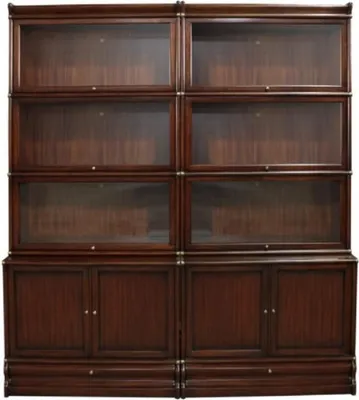 Produktbild von Casa Padrino Luxus Mahagoni Bücherschrank mit 10 Türen und 2 Schubladen Dunkelbraun 172 x 47 x H. 234 cm - Luxus Büromöbel