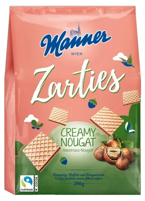 Immagine prodotto di Manner Zarties cialde croccanti con delicato ripieno di crema al torrone 200g