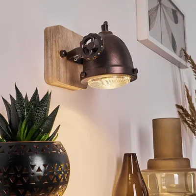 Produktbild von Biati »Biati« verstellbare Wandlampe, Metall/Holz/Glas, Braun/Kupfer/Natur