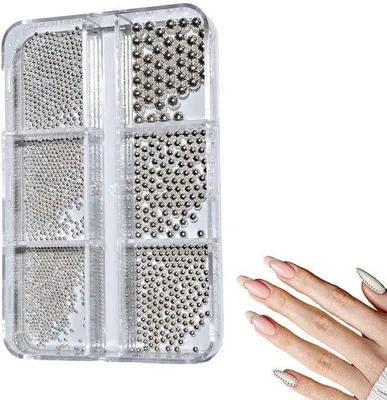 Produktbild von Nagelsteine Strass - Nageldeko Set - 3D Nagelsticker - Nail Art Dekoration - Nagelaufkleber - für Nageldesign, Handy-Hüllen & Deko - Silber