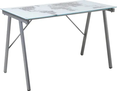 Produktbild von Möbilia Schreibtisch | Platte Sicherheitsglas | Gestell Metall weiß | B 113 x T 58 x H 73 cm | 28020016 | Serie SCHREIBTISCH