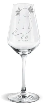 Produktbild von Mr. & Mrs. Panda Weinglas Axolotl Glücklich - Transparent - Geschenk, Weißwein Glas, gut Gelaunt, Gute Laune, wein, Motivation, Für, Lebensfroh, Lurch, Weißweinkelch
