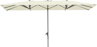 Zdjęcie produktu dla Podwójny parasol z korbą 451 x 264 cm, ochrona UV 50+ Parasol, wiatroszczelny parasol ogrodowy Parasol balkonowy Aluminiowy parasol targowy Ochrona przeciwsłoneczna na balkon Patio Ogród Kremowy Biały