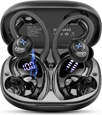 Produktbild von In Ear Kopfhörer Bluetooth 5.4 mit 60h Spielzeit, IPX7 Wasserdichte Bluetooth mit LED Display, Tiefer Bass Hi-Fi Stereo für Arbeit & Fitness USB-C