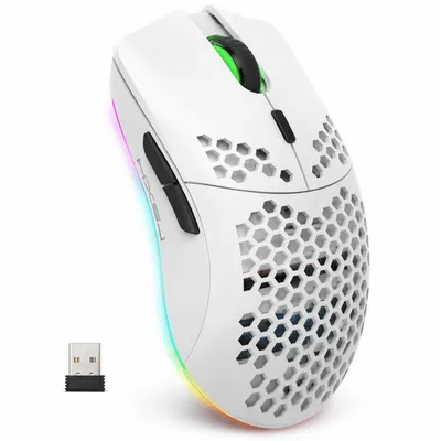Produktbild von RGB Gaming Maus Kabellos Wireless Laut Maus Beleuchtung Plug & Play Gaming-Maus (Funk, 2.5G, USB-Dongel, Kabelgebunden Aufladbar, Drahtlos, Optische)