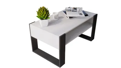 Produktbild von Couchtisch Weiß 90x50 Cm Retro Loft Wohnzimmertisch