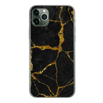 Produktbild von MuchoWow® Handyhülle Schutzhülle Hülle für iPhone 11 Pro Max Marmor - Gold - Schwarz - Marmoroptik - Glitter Silikon Softcase Handy Hülle - Schutz