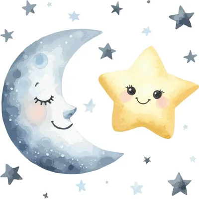 Produktbild von Wandaufkleber Kinderzimmer – Wandsticker für Baby & Kinder – Selbstklebende Wanddekoration – Abnehmbar ohne Rückstände – Deko für Mädchen & Jungen - Aquarell-Nachthimmel mit Mond und Stern60x104 cm