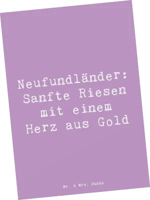 Produktbild von Mr. & Mrs. Panda Ansichtskarte Spruch Neufundländer Liebe - Lavendeltraum - Geschenk, Hunderassen Eigenschaften, Pflege, Postkarte, Hunde mit viel Energie, Grußkarte