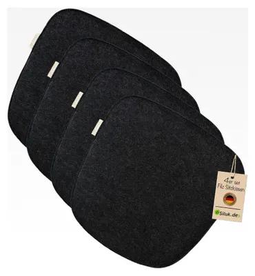 Produktbild von Gemütliches Sitzkissen aus Filz 40 cm x 40 cm - Waschbares 4er Set in Grau und Schwarz für Stühle und Bänke