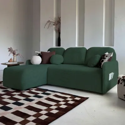 Produktbild von MIUFORM Timmy - Ecksofa mit Schlaffunktion - 190x130 - flaschengrün - seitenverkehrt montierbar