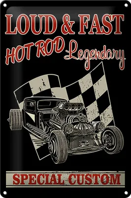 Produktbild von Blechschild Auto 20x30cm loud & fast hot rod legendary