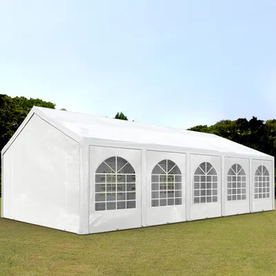 Produktbild von TOOLPORT Hochwertiges Partyzelt 4x10 m Pavillon Zelt PE Plane 450 N Gartenzelt Festzelt Wasserdicht weiß