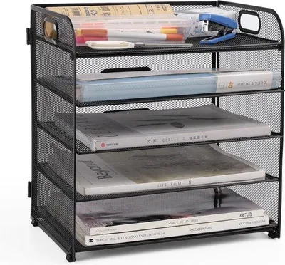 Produktbild von Famanu Büro-Organizer aus Metall mit 5 Fächern für A4-Dokumente - Für Zuhause, Büro, Schule