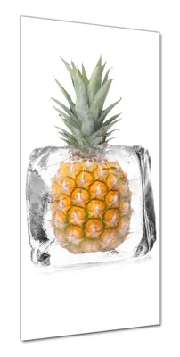 Produktbild von Wallario selbstklebende Duschrückwand 70 x 180 cm mit Motiv Ananas in Eiswürfel - Eiskaltes Obst - Wandverkleidung mit Hochglanzlaminat in Glasoptik