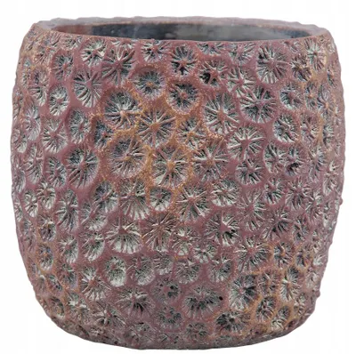Image de Donika Pot en Ciment Motif Floral 14x17cm Marron Vert