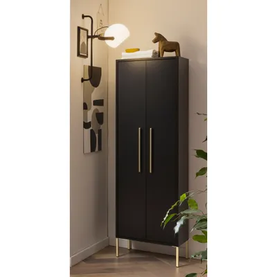 Produktbild von Badschrank SARAY-80 in schwarz, B/H/T: 46/155/30 cm