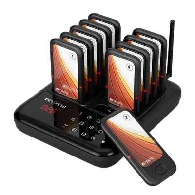 Produktbild von Retekess TD173S Pager Rufsystem, Restaurant Pager, 500M, 7 Anrufmodi, mit Stummschalttaste, Austauschbare Werbeaufkleber, Pager Gastronomie für Cafés
