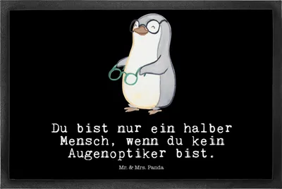 Produktbild von Mr. & Mrs. Panda Schmutzmatte Augenoptiker Herz 50 x 75 cm - Schwarz - Geschenk, Spruch, Türvorleger, fußmatte, Brillenverkäufer, Lustig, Schuhabstreifer, Bodenvorleger